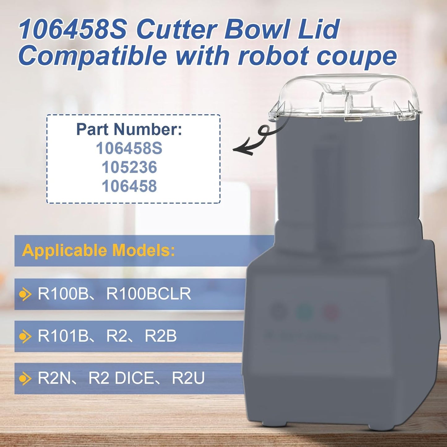 106458S Cutter Bowl Lid Compatible with robot coupe R2、R2B、R2 DICE、R2N、R101B Food Processor