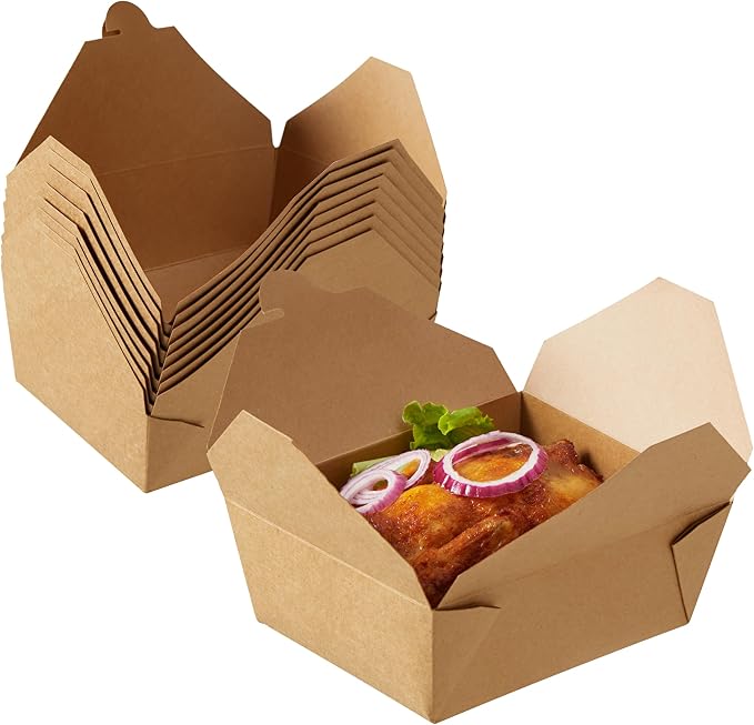 Kraft Paper To Go Boxes, Take Out Food Containers Greaseproof and Heavy Duty, Disposable To Go Containers for Restaurant, Catering and Party (75oz, 200pack) by DealbyBox