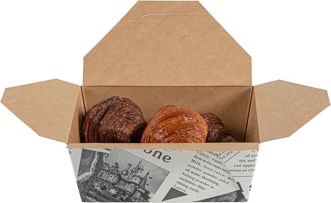 Restaurantware Bio Tek 45 Ounce Take Out Boxes 50 To Go Lunch Boxes - Tab-Lock Closure Heat-Tolerant Newsprint Paper Disposable Lunch Boxes Greaseproof For Hot And Cold Foods - Image 11