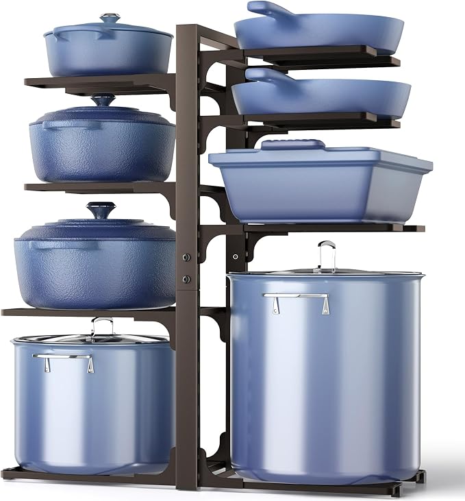 ORDORA Pots and Pans Organizer Under Cabinet 20.8" 8-Tier Adjustable Bronze by ORDORA