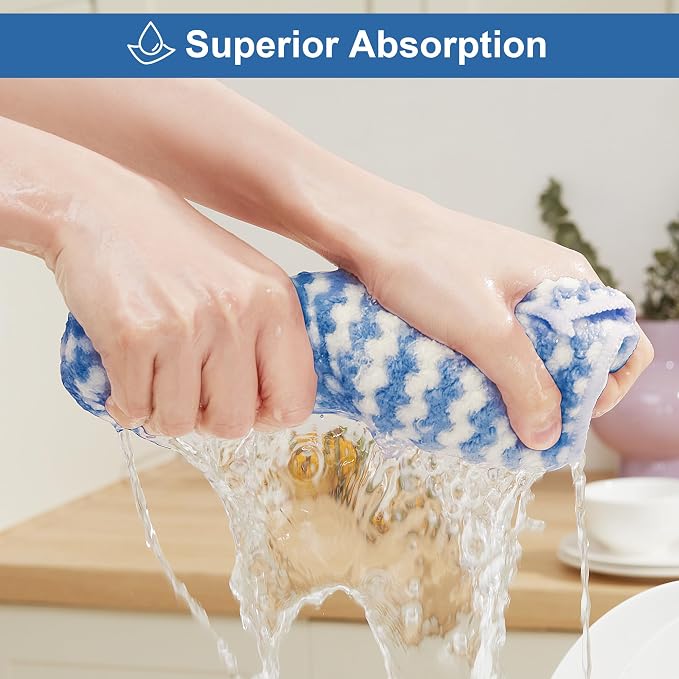 JOYMOOP 54 Packs Microfiber Cleaning Cloths, 10" x 10" Kitchen Towels – Reusable Cleaning Rags, Lint-Free, Super Absorbent Cleaning Cloths for Kitchen, Car, and Household Cleaning, Blue - Image 5