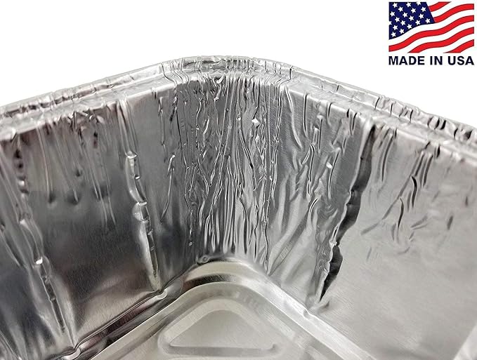 PACTOGO 2 lb. Disposable Aluminum Foil Loaf Pans w/Clear Low Dome Lids | Standard Size 8.5”L x 4.5”W 2.25" Deep | Heavy Duty Bread Container Tins for Baking, Food Storage & Takeout (Pack of 25) - Image 5