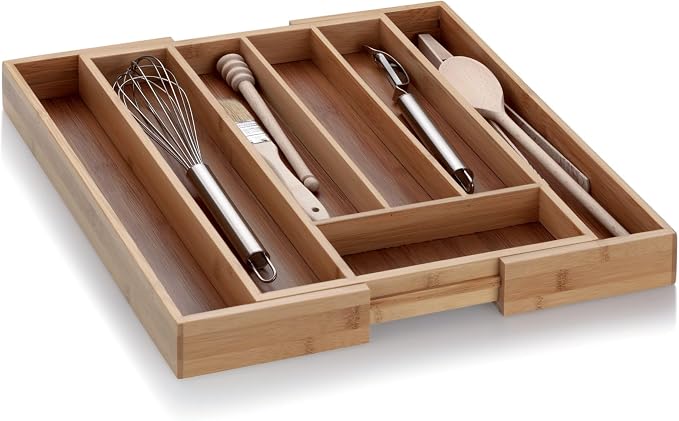 kela Kalma 12013 Cutlery Tray, Drawer Divider with 8聽Compartments, Removable,聽35聽x 43聽x 6.5聽cm, Bamboo, Bamboo, Bamboo, 7 F盲cher by kela