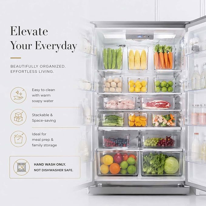 Crystal Clear Freezer Storage Bins, Crack-Resistant Plastic Fridge Storage Bins with Built-in Handles, BPA-Free Organization Containers for Refrigerator, Pantry Kitchen Cabinets (A-4.8 in,8) - Image 5