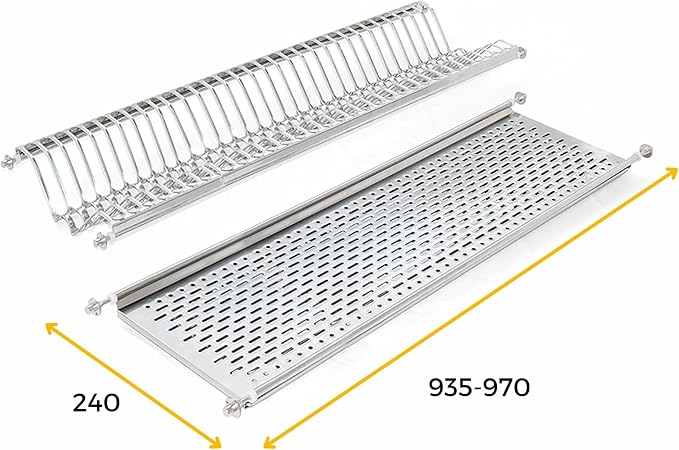 Emuca - Stainless Steel Dish Drying Rack for Standard 100 cm Width Kitchen Cabinet, Inner Width Module 935-970 mm - Image 2