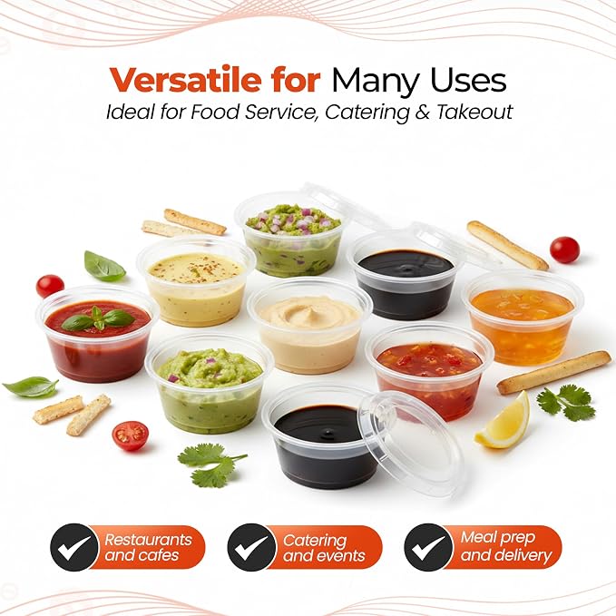 3.25 oz Clear Plastic Portion Cups for Fast, Efficient Service - 2,500 PackDisposable Cups for Condiments, Sauces & Dressingswith Easy Portion Control - Plastic Cups for Restaurants, Events & Sampling - Image 3