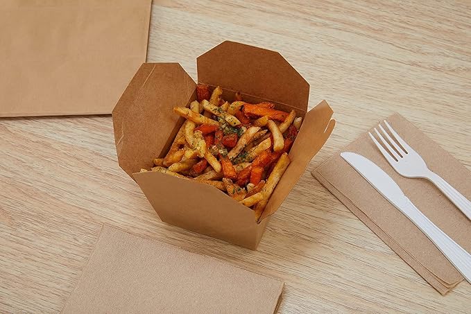 Take Out Food Containers 26 oz Kraft Brown Paper Take Out Boxes Microwaveable Leak and Grease Resistant - To Go Containers for Restaurant, Catering, Food Truck - Recyclable Lunch Box #1 (150) - Image 5