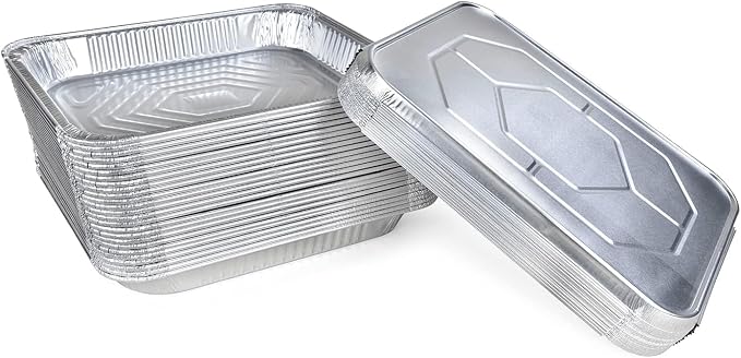 Aluminum Half Size Shallow Pan With Lid - Foil Disposable Shallow Pans for Food Prepping - 100% Recyclable half size pans - Perfect for Cookware - Set of 40 - Image 8