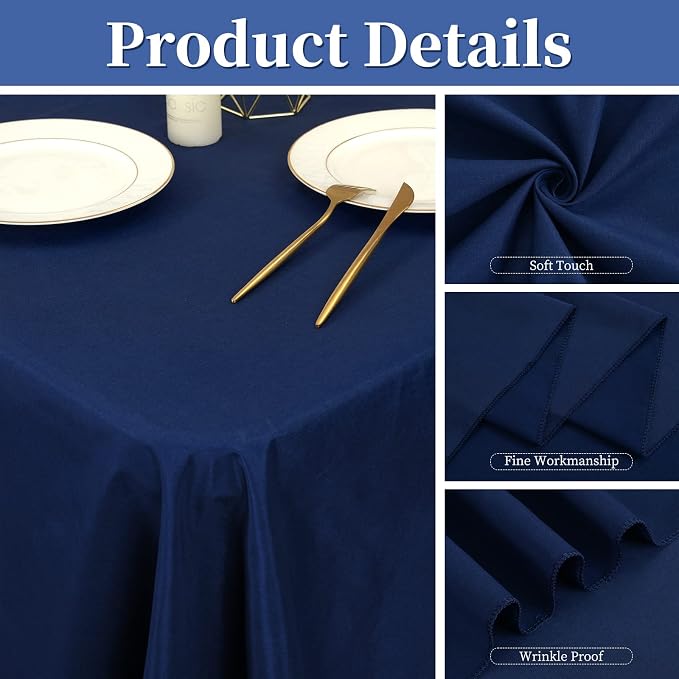 12 Pack Navy Blue Tablecloth for Rectangle Table 90 x 156 Inch - Image 4