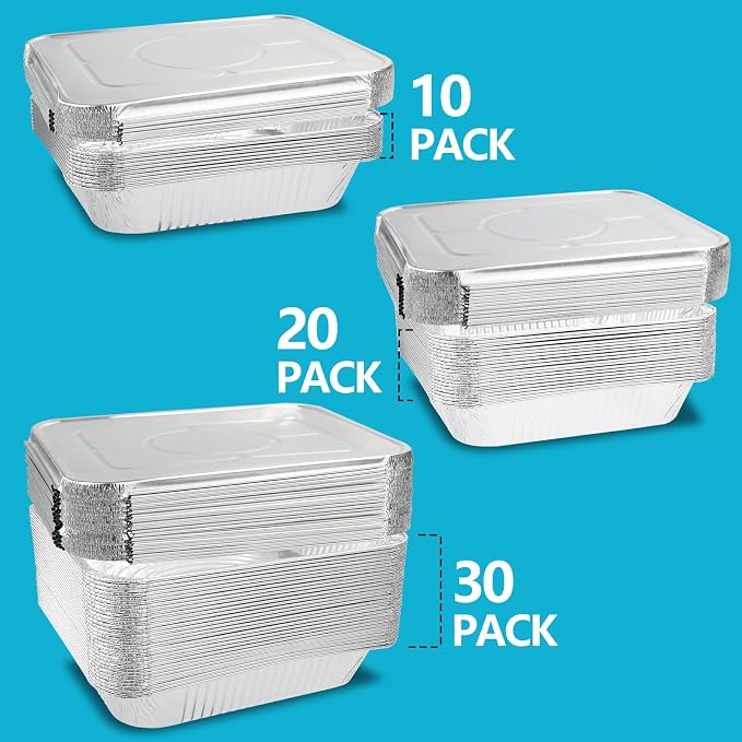 9x13 Aluminum Pans With Lids, 20 Pack Extra Deep Disposable Foil Pans - Image 9