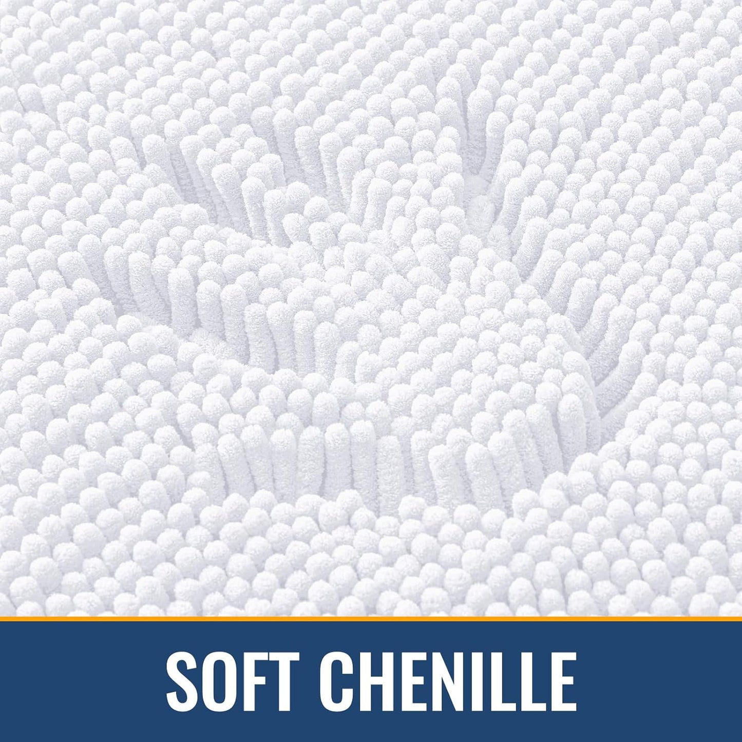 Arotive Bathroom Rugs 30x20, Extra Soft Absorbent Shaggy Chenille Bath Rugs, Machine Washable Rubber Backing Non-Slip Bath Mats for Bathroom Floor Tub and Shower, Home Decor Accessories, White