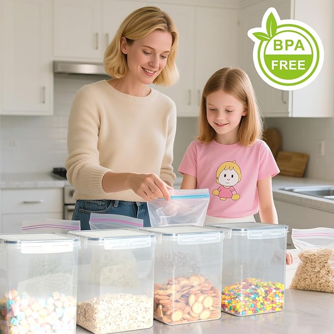 VINATO 5.2L Airtight Food Containers 4 Pieces - Cereal Jars, Flour | BPA Free Storage, with Labels & Measuring Cups - Image 5