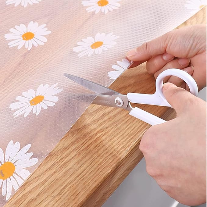 Daisy Shelf Liner for Kitchen Cabinets – Non-Adhesive, Non-Slip Drawer & Refrigerator Liner – Waterproof, Washable Cabinet Mat Floral Pattern, Easy to Cut & Install – Fits Pantry, Bathroom, Office - Image 3