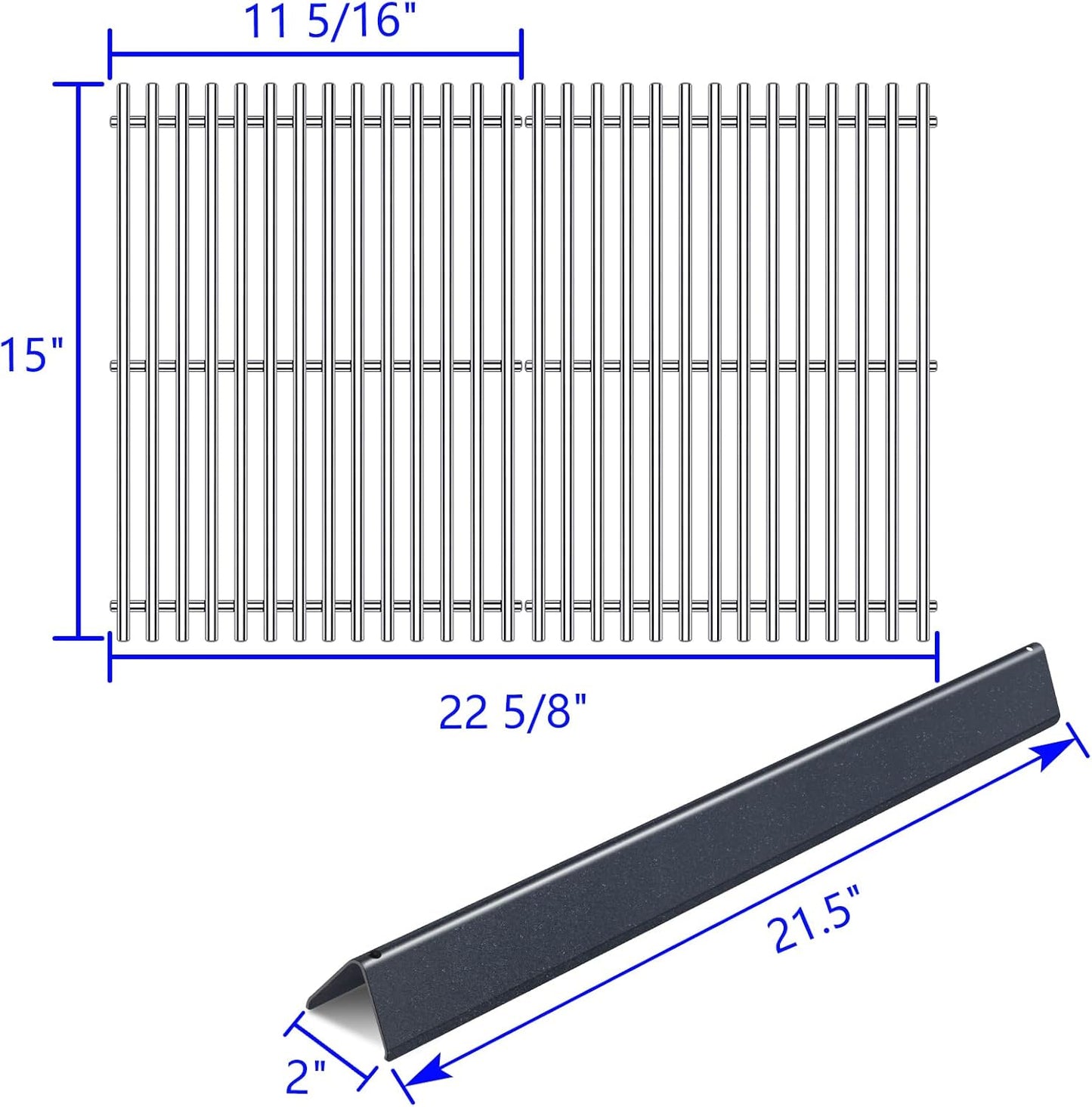 9MM Grill Grates Replacement Flavorizer Bars for 7535 7522 Weber Spirit Grill Spirit E-210, S-210, E-200, S-200, Weber Genesis Silver A, Spirit 500, Spirit 200 Series, 15” BBQ Grill Parts Grid