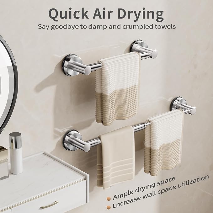 Suction Cup Towel Bar 14.6-24" Stainless Steel No Drill Towel Rack - Image 6