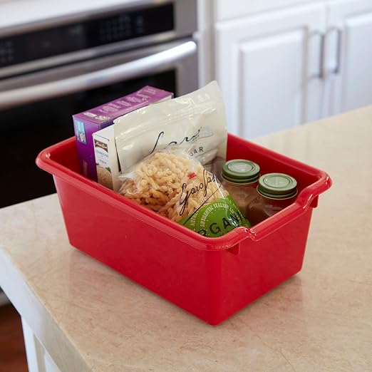 ECR4Kids Scoop Front Storage Bins, Multipurpose Organization, Red, 10-Piece | Durable plastic, GREENGUARD Gold Certified, 1.2 gallon capacity, lightweight & nestable, built-in handle, classroom/home use - Image 8