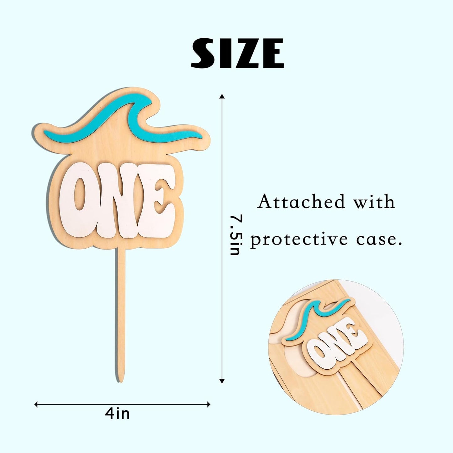 Wave Cake Topper - The Big One Cake Topper, Beach Themed First Birthday Decoration Supplies, Surf Theme 1st Birthday Party Decor for Cake Smash, Photo Props...