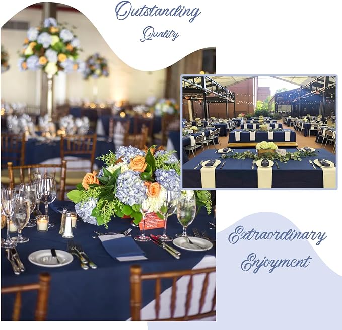 10 Pack Navy Blue Tablecloths for Rectangle Tables, 60 x 102 Inch - Image 5