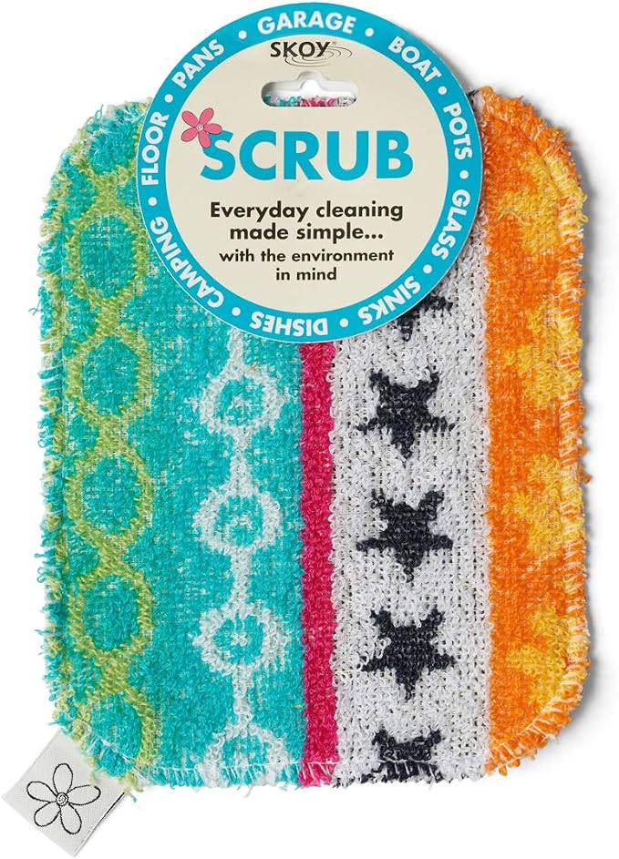 Skoy Scrub, 1-piece Reusable, Non-Scratching Dish Scrubber for Kitchen and Household Cleaning, Planet-Friendly, Dishwasher Safe Soft Scrub, Assorted Colors and Designs by Skoy