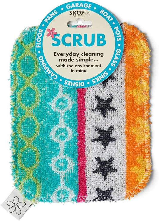 Skoy Scrub, 1-piece Reusable, Non-Scratching Dish Scrubber for Kitchen and Household Cleaning, Planet-Friendly, Dishwasher Safe Soft Scrub, Assorted Colors and Designs by Skoy