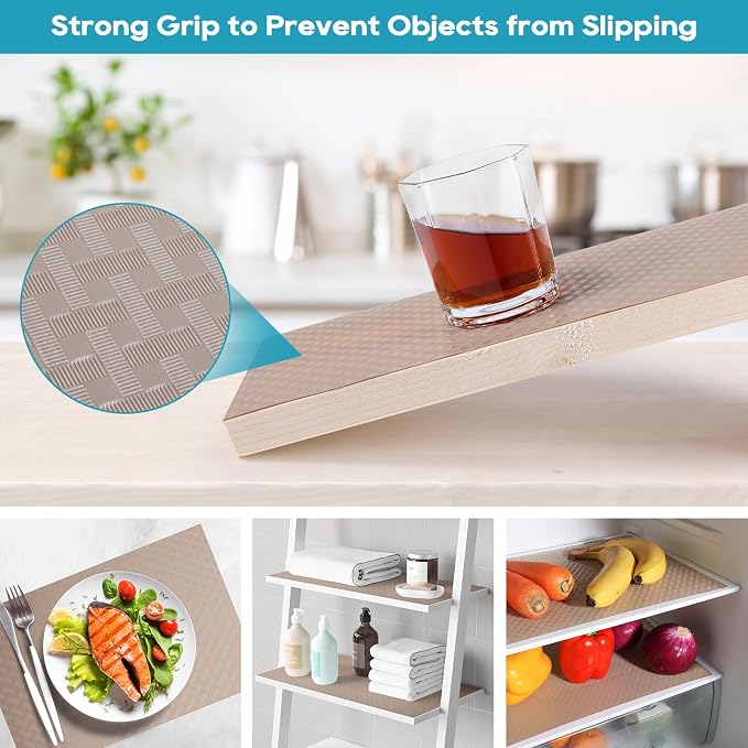 Shelf Liner Non Slip,Kitchen Cupboard Drawer Fridge Mat Beige 23.6"× 78.7" - Image 6