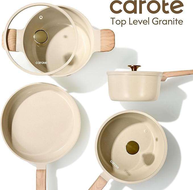 CAROTE Ceramic Nonstick 1.5Qt & 2.5Qt Sauce Pan Sets with Lid - Image 8