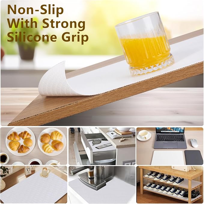 Shelf Liner, 11.8 Inches x 40 FEET Non-Slip Kitchen Cabinet Liner, Washable Oil-Proof Non-Adhesive Contact Paper for Drawer, Cabinet, Shelves, Cupboard, Refrigerator, Storage, Desks, Countertop - Image 2