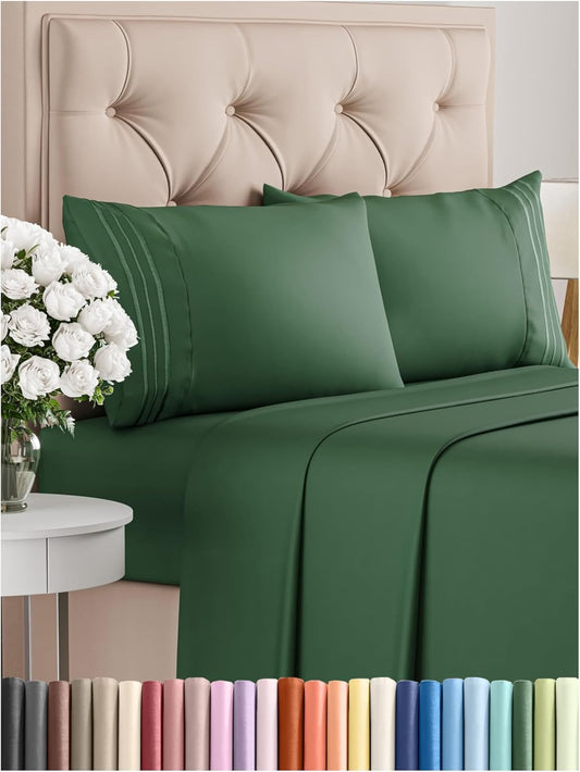 Queen Size 4 Piece Sheet Set - Comfy Breathable & Cooling Bed Sheets Set - Hotel Luxury Bedding for Women, Men, Kids, Teens, Boys & Girls - Deep Pockets, Soft, Wrinkle Free - Oeko-Tex - Emerald Green