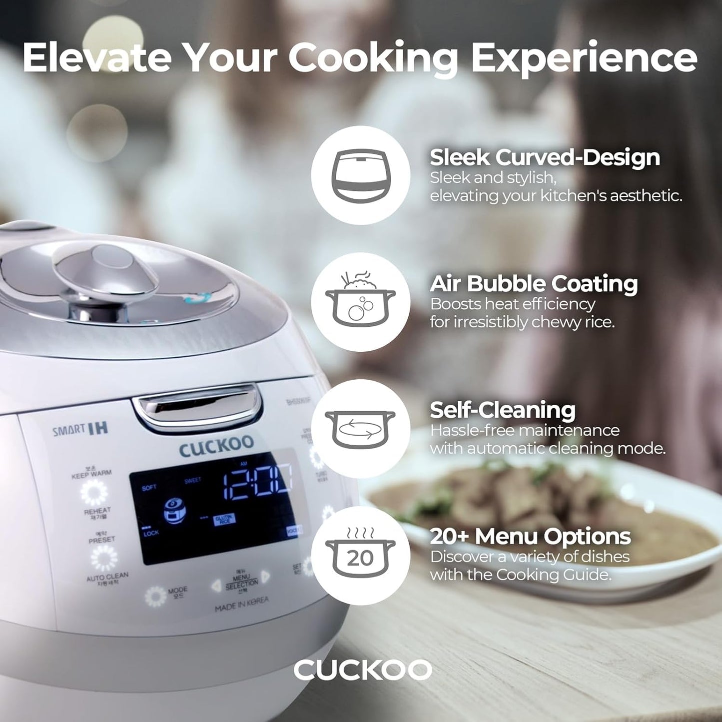 CUCKOO CRP-BHSS0609F 6-Cup (Uncooked) / 12-Cup (Cooked) Induction Heating Pressure Rice Cooker with Nonstick Inner Pot, 16 Menu Modes, Fuzzy Logic Tech, 3 Voice Guide, Auto Clean (White)