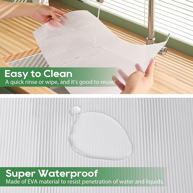 Anoak Shelf Liner Cabinet Liner, Non Adhesive Drawer Liner, Washable 16 Inch x 20 FT x 2Rolls Waterproof Durable Non-Slip Shelf Liners for Kitchen, Drawer, Refrigerator - Image 3