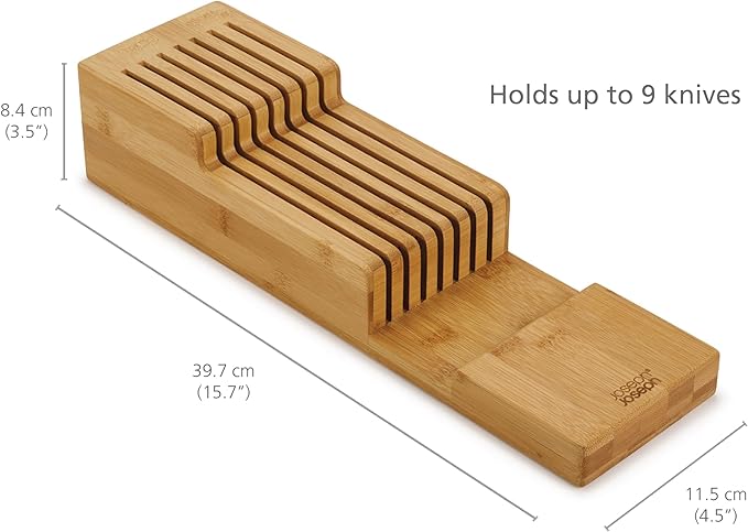 Joseph Joseph DrawerStore Compact Knife Organizer, holds up to 9 knives, Kitchen Organization & Drawer Storage, Bamboo - Image 3