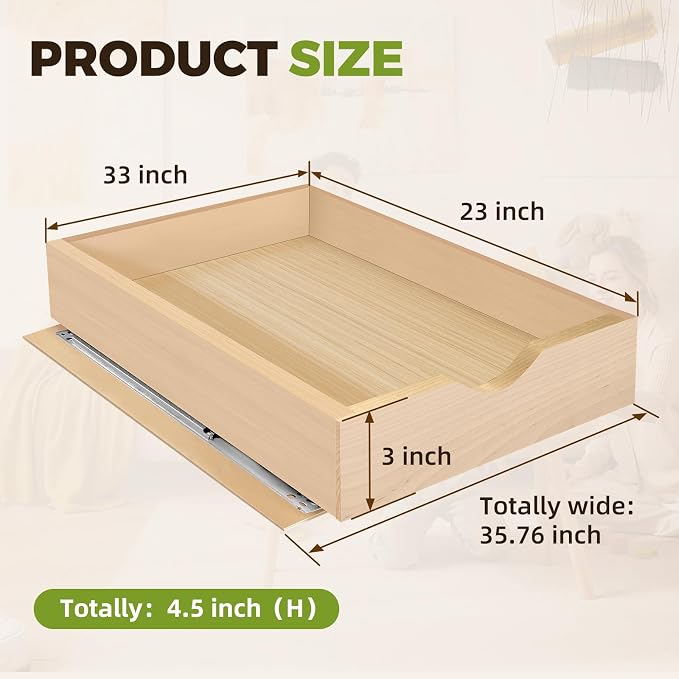 Pull Out Drawers for Cabinet Wood 33" W x 23" D Slide Out Organizer - Image 2