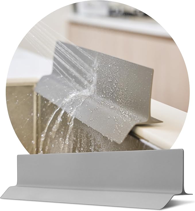 DEARCUS Kitchen Sink Splash Guard 19.7 Inch – Soft Silicone Water Shield for Apartment, Small Kitchen & Bathroom Sinks, Keeps Clothes Dry During Dishwashing, Strong Suction Non-Slip (Gray) by DearCustomersDEARCUS