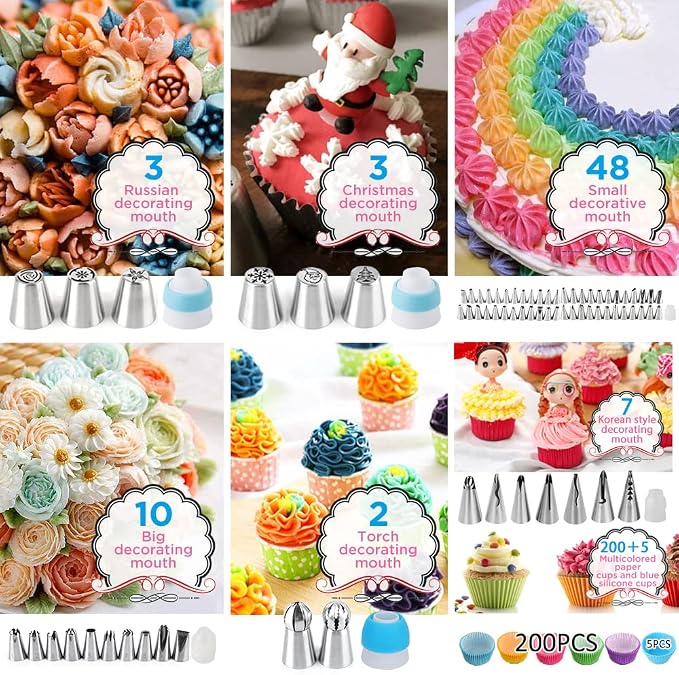 Cake Decorating Kit, 672 Pcs Cake Decorating Supplies Stand With Cake Carrier Holder Springform Pan Sets 3-Layer Toolbox Organizer Icing Piping Nozzles Cake Rotating Turntabl Baking Supplies Set Tools - Image 4