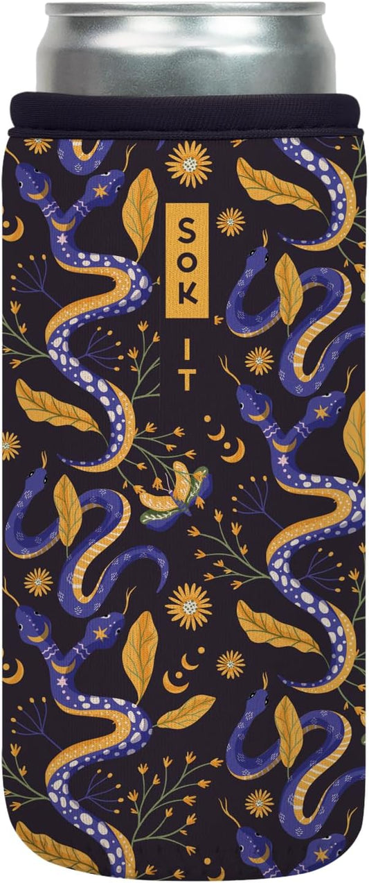 Sok It CanSok Sleeve for Beer & Soda Insulated Neoprene Cover (Celestial Slither, 12oz Slim Can Sleeve)