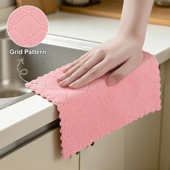 Homaxy Super Soft Absorbent 12 Pack Coral Velvet Dish Cloths, 7" x 9" - Image 4