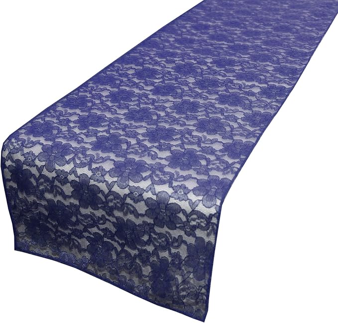 Zen Creative Designs 10 Pack Floral Lace Table Runner Sheer Lace Event Party Wedding Table Decor (12" by 120", Navy) by ZenCreativeDesigns