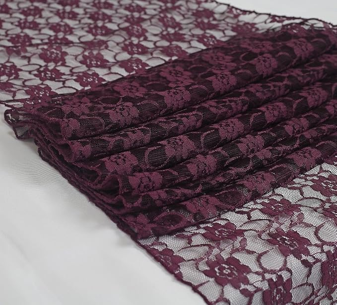 VDS Pack of 12 Floral Lace Table Runners Centerpiece Cloth Linen for Wedding Bithday Graduation Engagement Ceremony Events Party Banquets Table Decoration (12x108 inch) (Plum) - Image 2