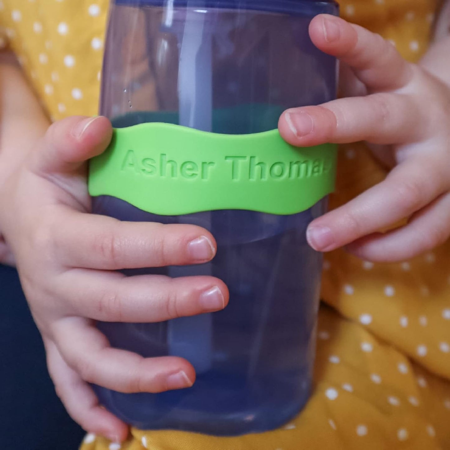 InchBug Orbit Labels - Baby Bottle Name Labels for Daycare, Sippy Cup Bands - Engraved Silicone, Reusable, Dishwasher Safe, Matching Color Personalization, 4-Pack (Bubblegum Pink)