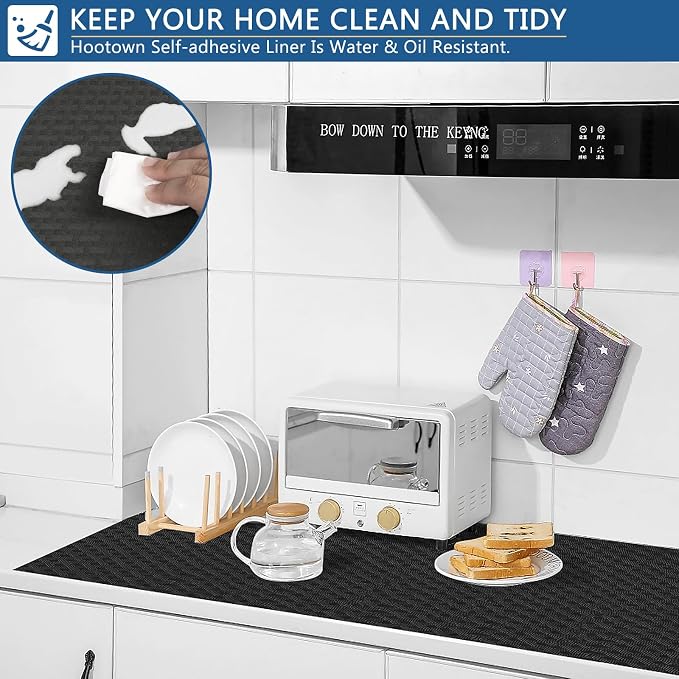 Self Adhesive Shelf Liner, 11.8"W x 157.5"L Contact Paper for Cabinet Black - Image 4