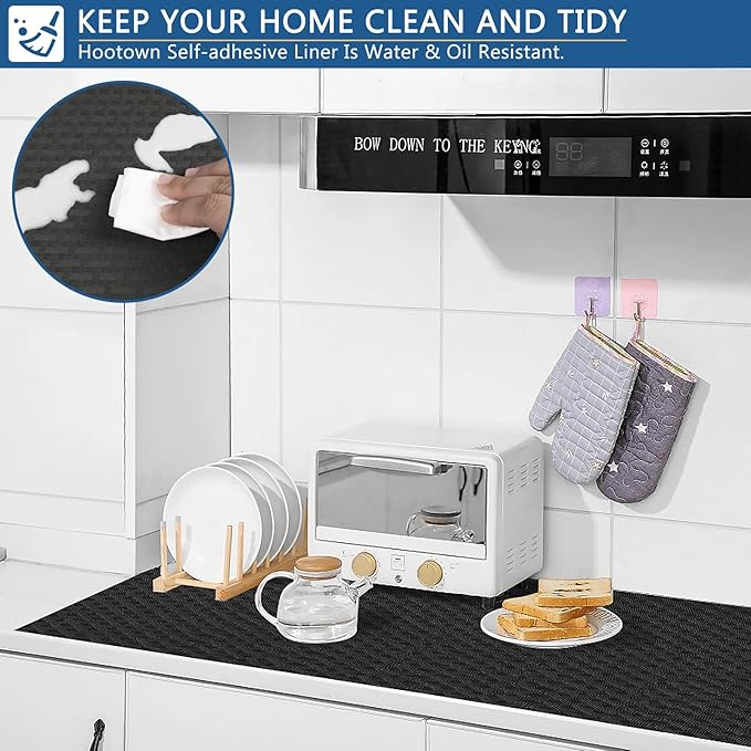Self Adhesive Shelf Liner, 17.5"W x 196.8"L Contact Paper for Cabinet Black - Image 4