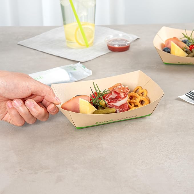 Restaurantware Paper lb Bamboo Food Tray Boat, 7.1 x 5.7 In, 50 Pack - Image 5