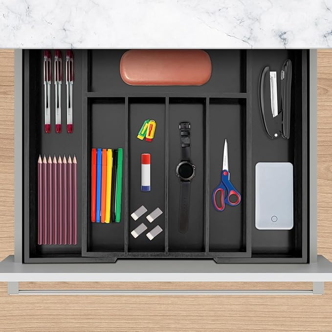 VaeFae Bamboo Drawer Organizer, Medium, Black - Image 6
