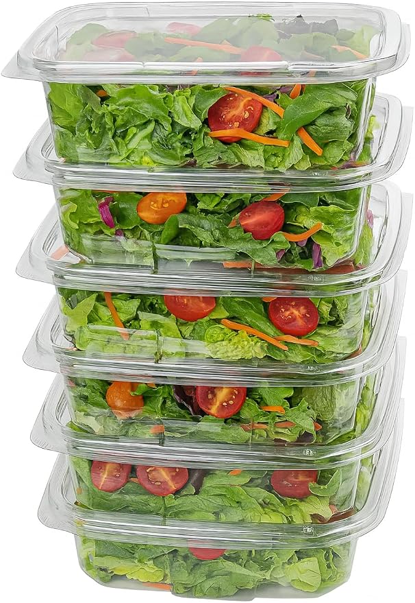 Tamper-Resistant Clear Hinged Containers with Flat Lid – Disposable Plastic Clamshell Takeout Boxes for Food, Salad, Dessert, Sandwich, Leak-Proof & Stackable – BPA-Free (200, Clear, 8 oz) - Image 9