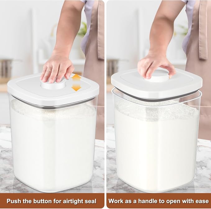 TBMAXS Airtight Rice Container 20 Lbs, Clear PET Plastic Food Storage Container Bin For Flour Sugar, Dry Food Holder with Easy Locking Lid for Kitchen Pantry Organization and Storage - Image 4