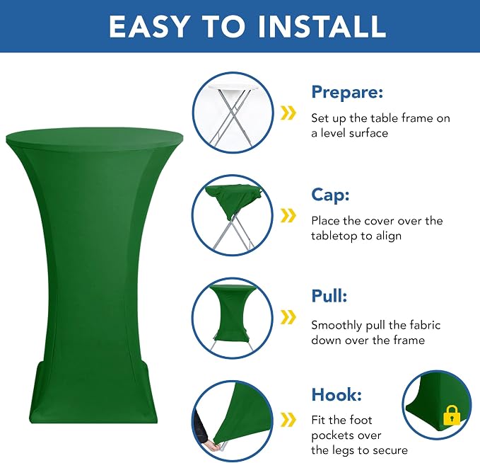 Cocktail Table Covers-Spandex Round High Top Table Cloths Party Green - Image 5
