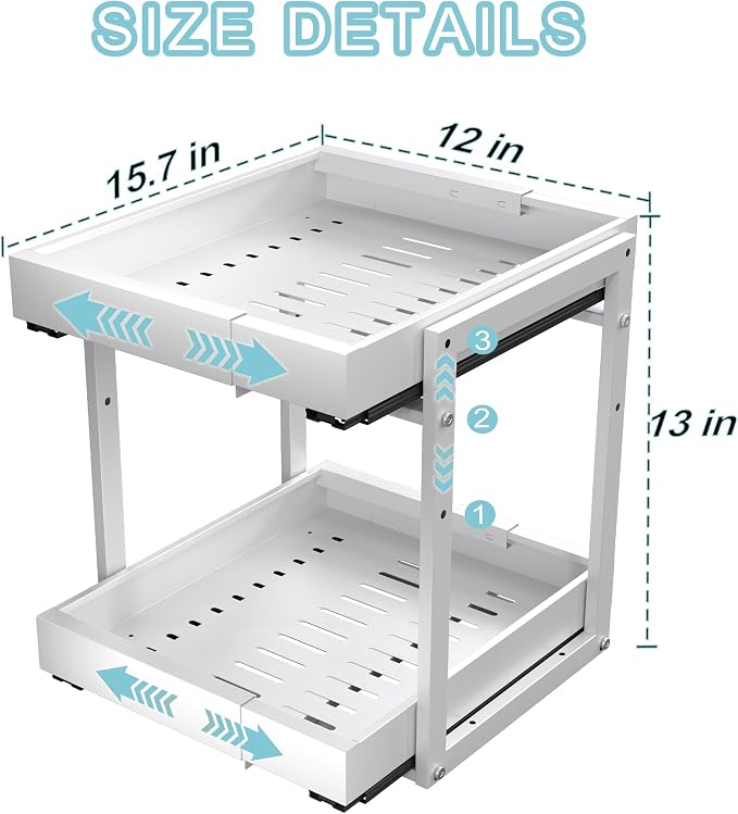 Golener 2-Tier Expandable Pull Out Cabinet Organizer, Cabinet Drawers, 16"D - Image 4
