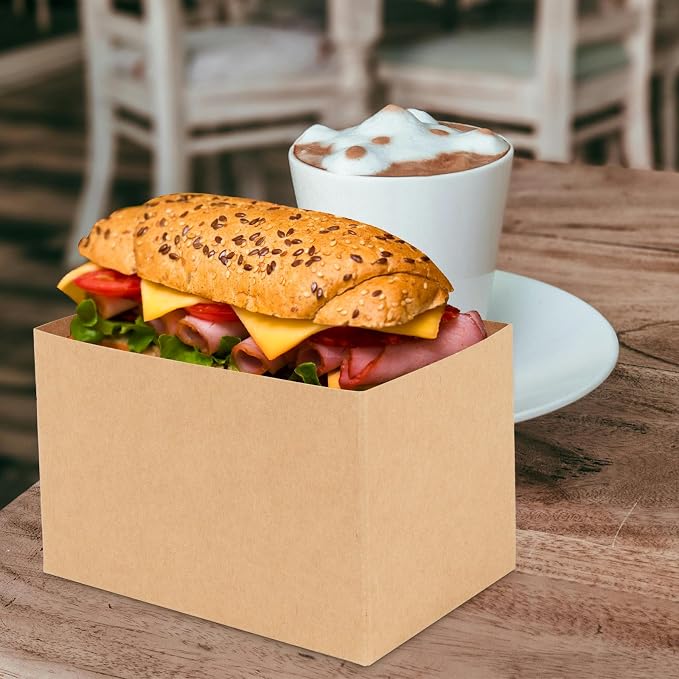 200 Pcs Sandwich Boxes Take Out Food Containers Paper Sandwich Packaging Boxes Toast Holding Bread Tray for Restaurant, Picnic and Party - Image 4