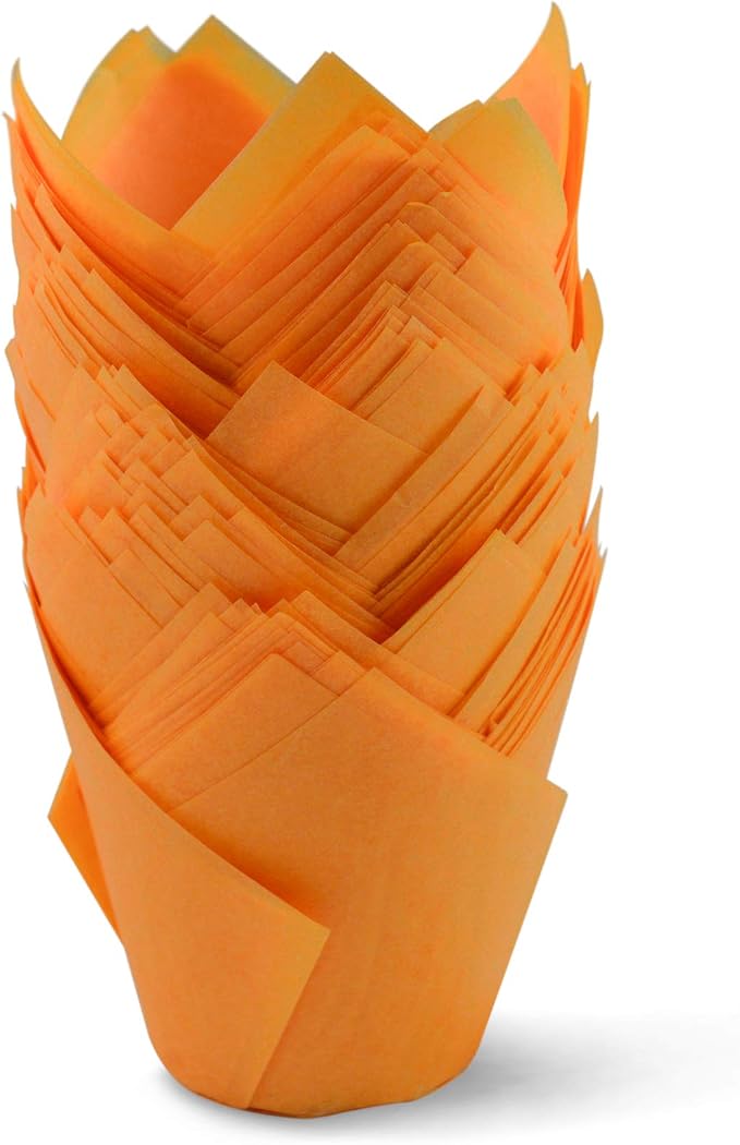 Orange Medium Size Tulip Baking Cups Cupcake Liners Muffin Liners Greaseproof Paper 100 - Image 2