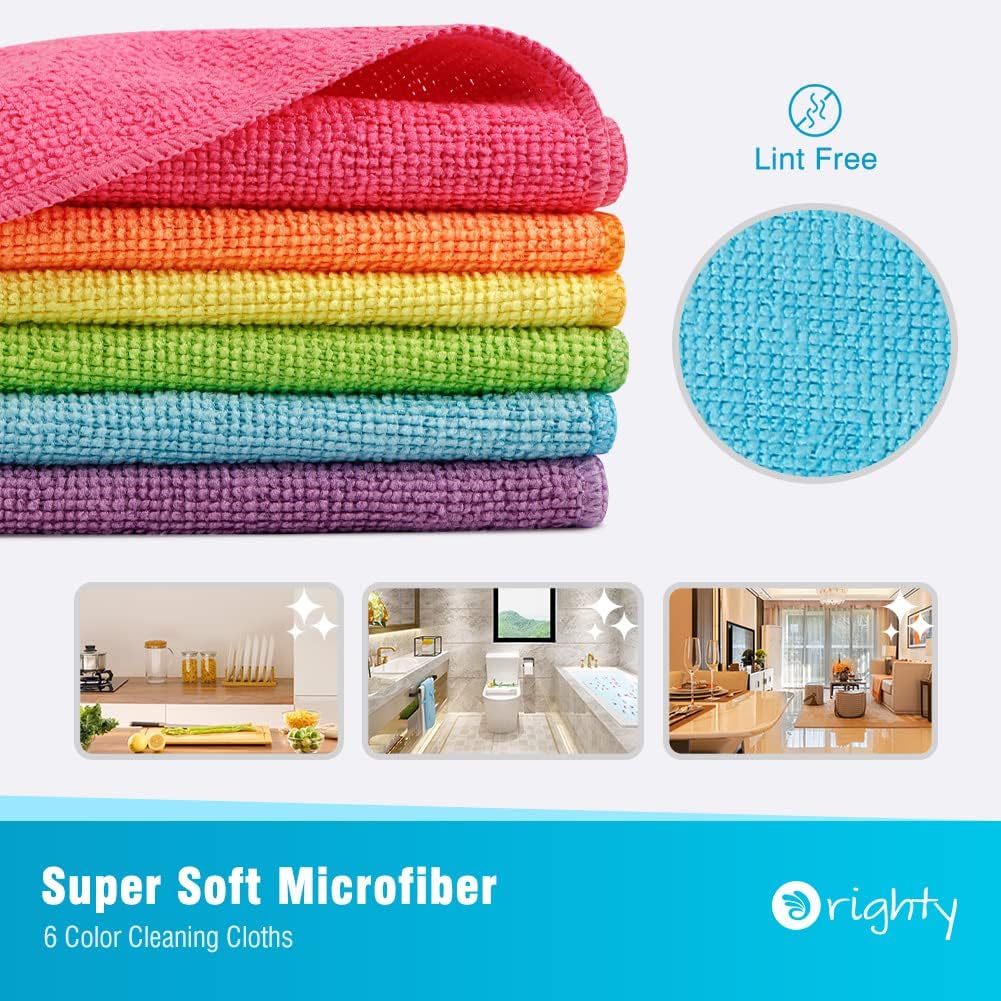 Orighty Cleaning Cloths Pack of 120, Highly Absorbent Microfiber Cleaning Supplies, Lint Free Cloths for Multiple-use, Powerful Dust Removal Clean Rags for House, Kitchen, Car Care(12x12 inch)